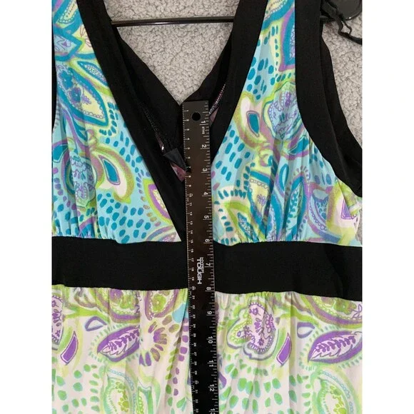 Women's Sun Dress by Wrapper - Floral Paisley Tie-Dye Adjustable Waist Stretch - Picture 8 of 10